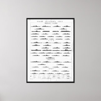 World War II Navy Battleship Recognition Chart Canvas Print