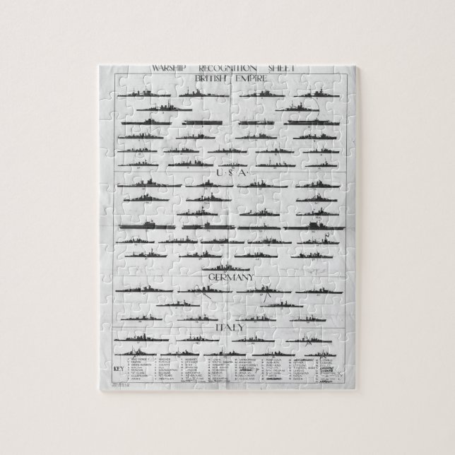 World War II Navy Battleship Recognition Chart Jigsaw Puzzle (Vertical)