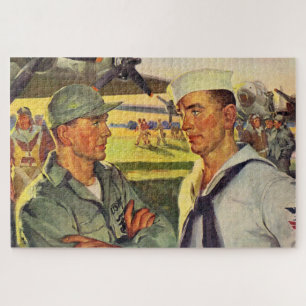 World War II soldier meets sailor Jigsaw Puzzle
