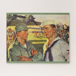 World War II soldier meets sailor Jigsaw Puzzle