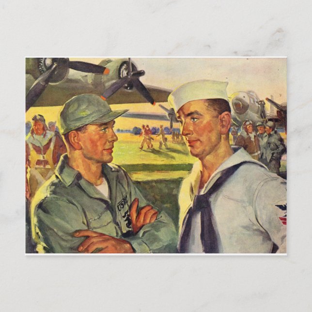 World War II soldier meets sailor Postcard (Front)