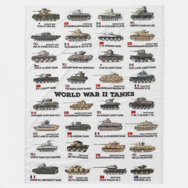 WORLD WAR II TANKS FLEECE BLANKET (Front)