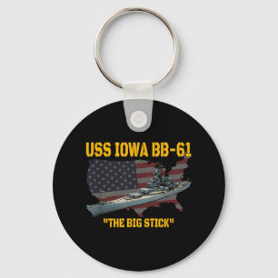 World War Ii Warship Uss Iowa &amp; Ww2 Bb-61 Batt Keychain