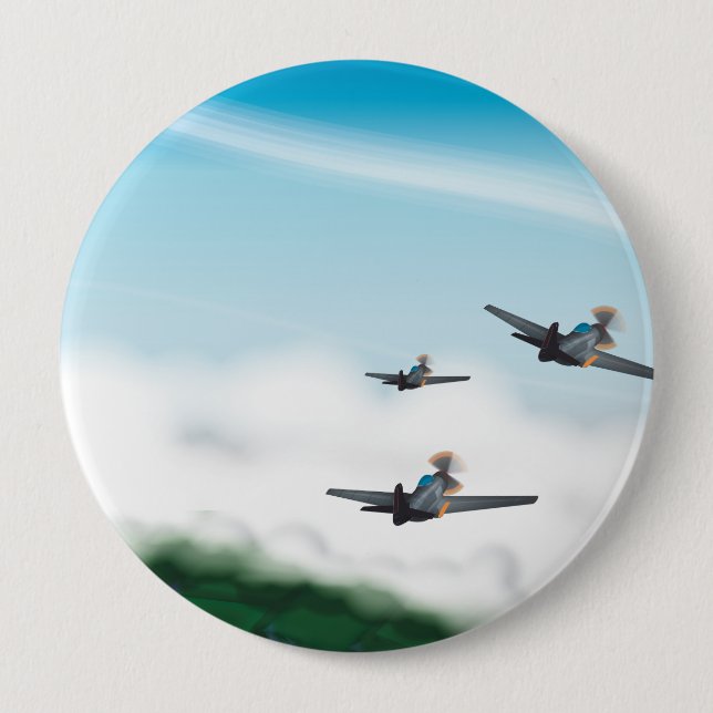 World War Two Aeroplanes 4 Inch Round Button (Front)