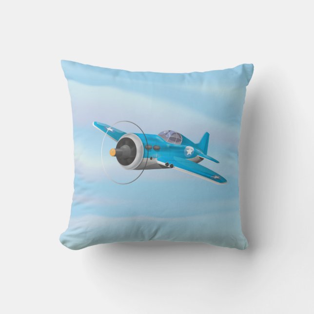 World War Two Fighter Aircraft Throw Pillow (Front)