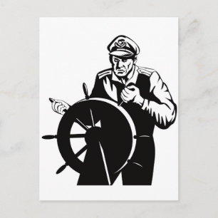 World war two navy captain sailor helmsman postcard