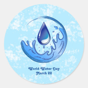 World Water Day Save Water Save Earth Classic Round Sticker