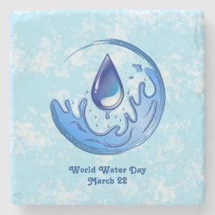 World Water Day Save Water Save Earth Stone Coaster