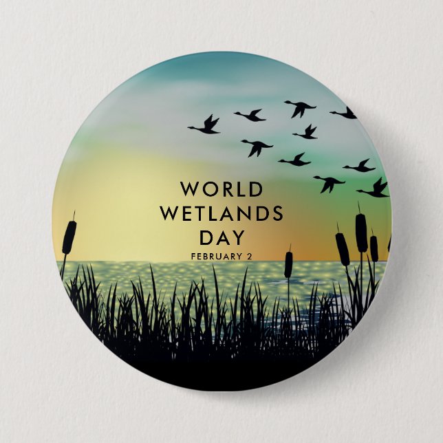 World Wetlands Day 3 Inch Round Button (Front)