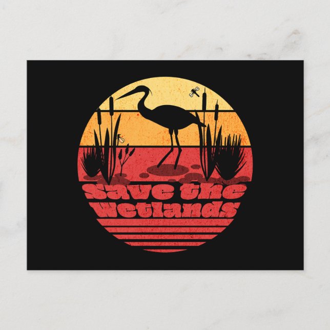 World Wetlands Day Retro Sunset Postcard (Front)