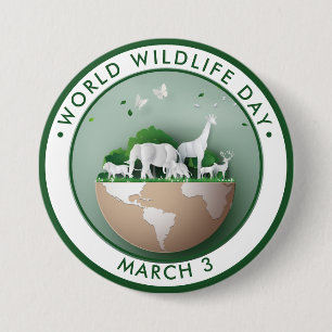 World Wildlife Day, papercut animals 3 Inch Round Button