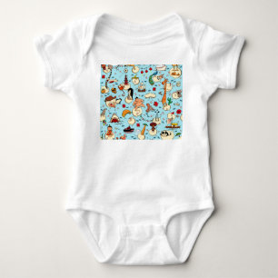 World Wonders: Colourful Blue Pattern. Baby Bodysuit