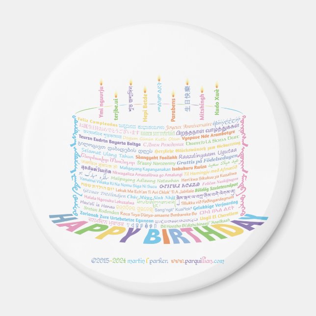 World Word Anniversaire Gâteau Magnet (Devant)