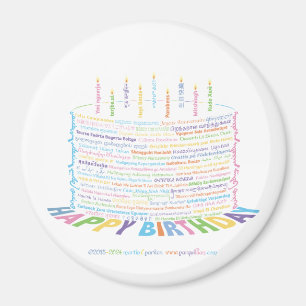 World Word Birthday Cake Magnet