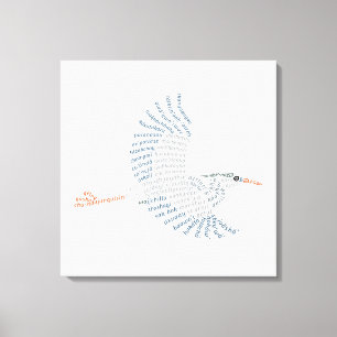 World Word Blue Heron Canvas Print