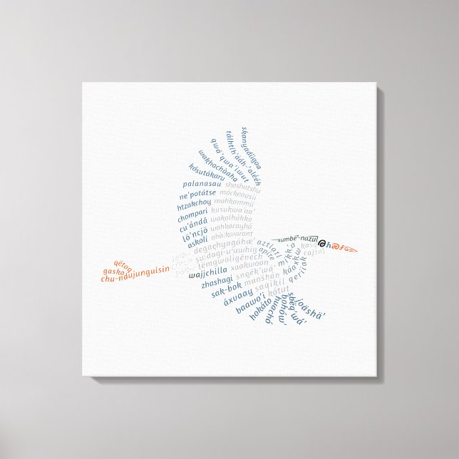 World Word Blue Heron Canvas Print (Front)