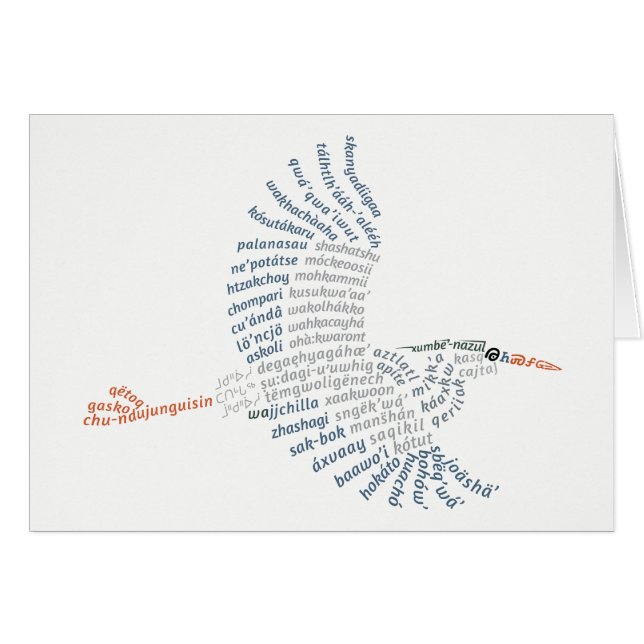 World Word Blue Heron Card (Front Horizontal)