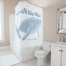 World Word Blue Whale Shower Curtain