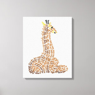 World Word Giraffe Canvas Print
