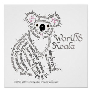 World Word Koala Poster