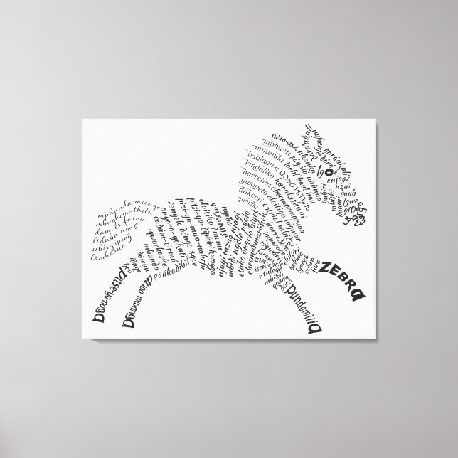 World Word Zebra Canvas Print (Front)