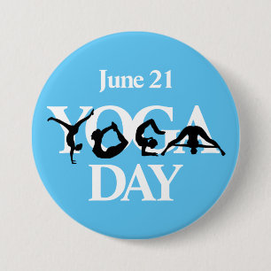 World Yoga Day Silhouettes Button