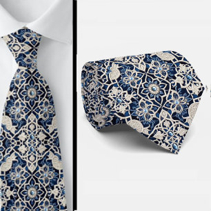 Worldly Luxury Businessman    Blue Moroccan Tile  Tie