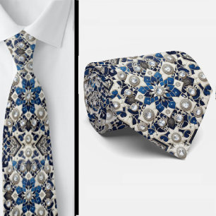 Worldly Luxury Businessman    Blue Moroccan Tile  Tie