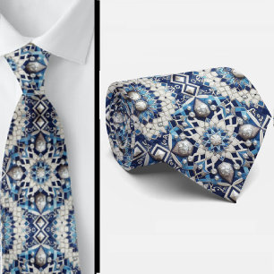 Worldly Luxury Businessman    Blue Moroccan Tile  Tie