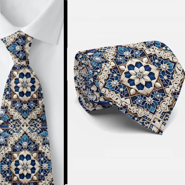 Worldly Luxury Businessman  | Blue Moroccan Tile  Tie (Creator Uploaded)