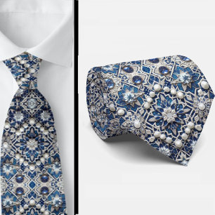 Worldly Luxury Businessman    Blue Moroccan Tile  Tie