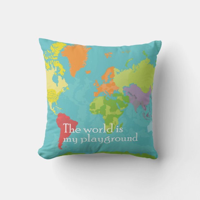 WorldMap_PillowCase Throw Pillow (Front)