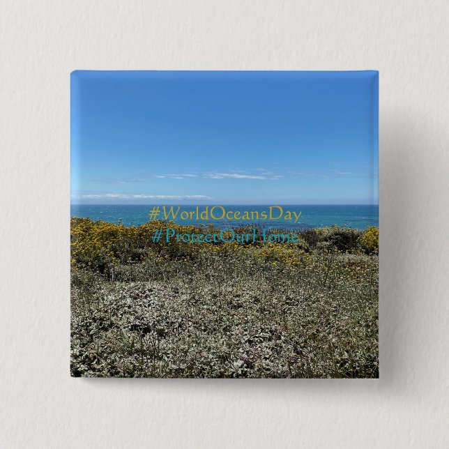 WorldOceansDay 2 Inch Square Button (Front)