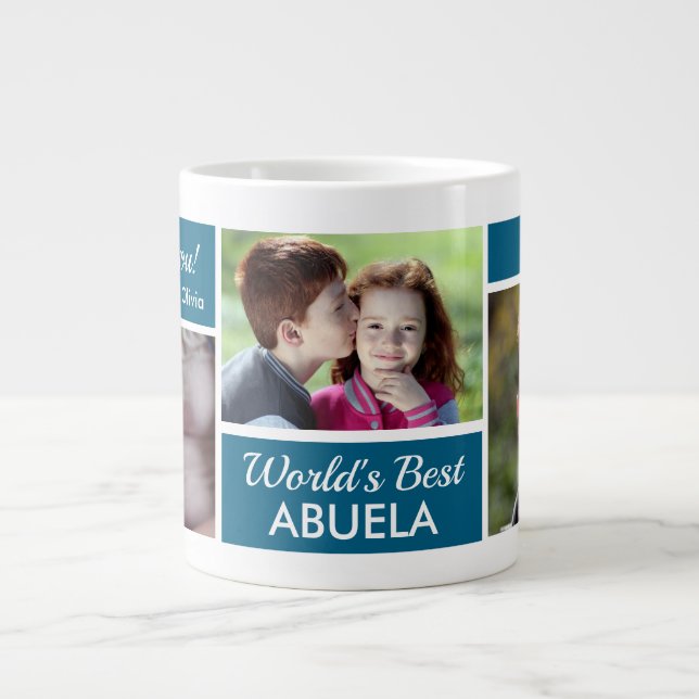 World's Best Abuela Photo Collage Giant Coffee Mug (Front)