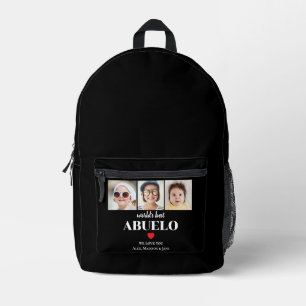 Worlds Best ABUELO We love you 3 Kids Photo Names Printed Backpack