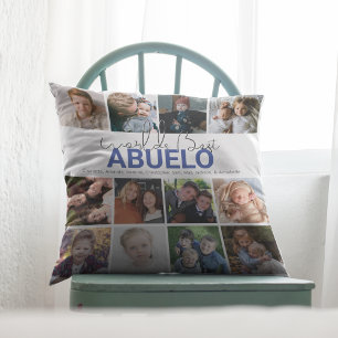 Worlds Best Aguelo   Photo Collage Throw Pillow
