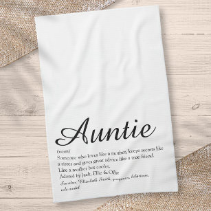 World's Best Aunt, Auntie Definition Chic Script Kitchen Towel