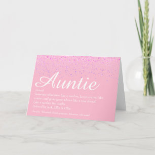 World's Best Aunt Auntie Definition Script Pink Card