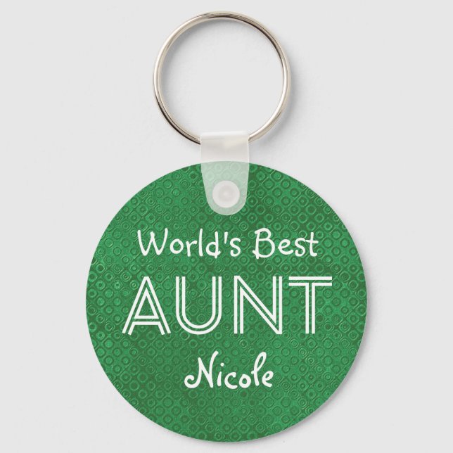 World's Best AUNT Custom Green Gift Item 10 Keychain (Front)