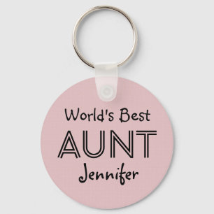World's Best AUNT Custom Name Pink Gift Item 02 Keychain