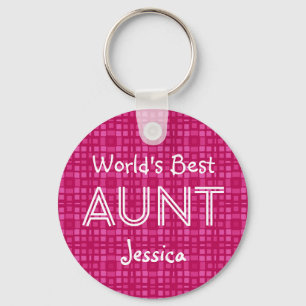 World's Best AUNT Custom Pink Gift Item 11 Keychain