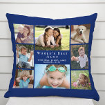 World's Best Aunt Photo Collage Blue Throw Pillow<br><div class="desc">Give the world's best aunt a fun custom photo collage pillow that she will treasure for years. Personalize with eight photos of nieces, nephews, other family members, pets, etc., customize the expression "World's Best Aunt" and whether she is called "Auntie, " "Tia, " etc., and add names as a signature,...</div>