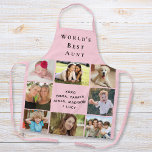 World's Best Aunt Photo Collage Pink Apron<br><div class="desc">A nice keepsake gift for the best aunt ever. Personalize this pink photo collage apron with eight pictures of her nieces,  nephews,  other family members,  pets,  etc. Customize "World's Best Aunt" and whether she is called "Aunt, " "Auntie, " "Tia, " etc.,  and add her nieces' and nephews,  names.</div>