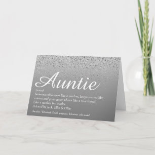 World's Best Auntie Aunt Definition Script Silver Card