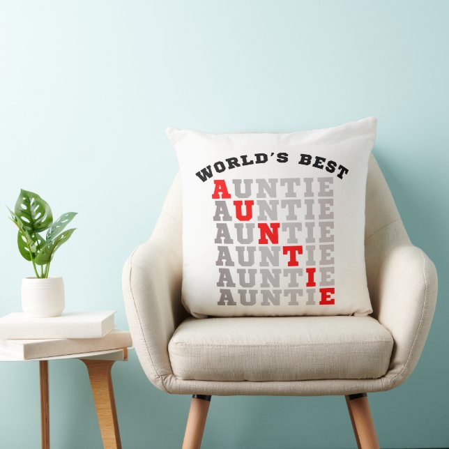 World's Best Auntie Throw Pillow (Chair)