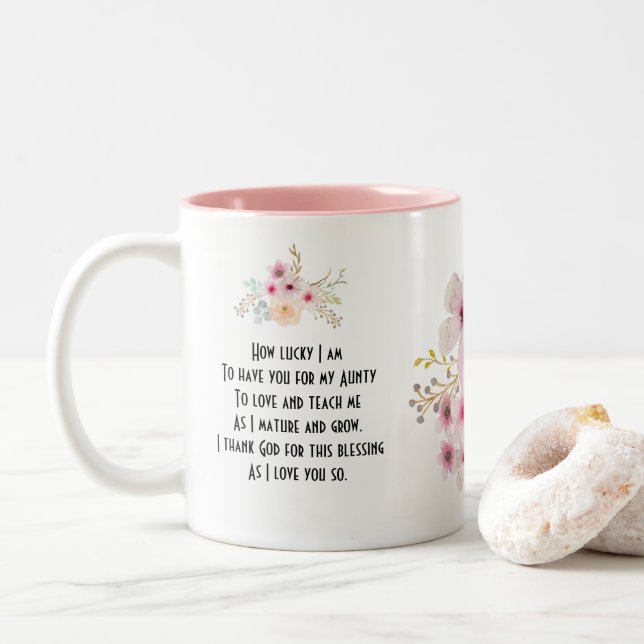 World's Best AUNTY MUG POEM, Personalized (With Donut)
