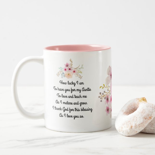 World's Best AUNTY MUG POEM, Personalized (With Donut)