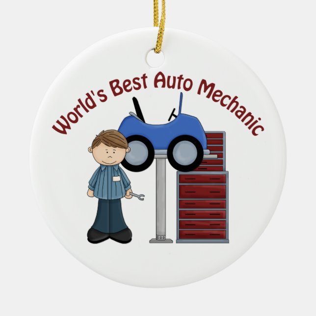 World's Best Auto Mechanic Tees and Gifts Ceramic Ornament (Front)