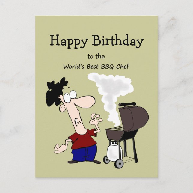 World's Best BBQ Chef Fun Quote Birthday Greeting Postcard (Front)