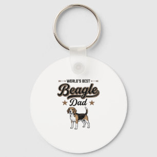 Worlds Best Beagle Dad Vintage Dog Keychain